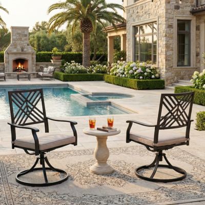Image showing  Swivel Textilene Fabric Patio Dining Chairs Set of 2 with Cushions, Brown