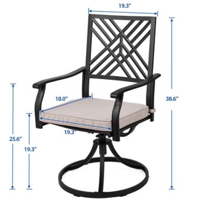 Image showing  Swivel Textilene Fabric Patio Dining Chairs Set of 2 with Cushions, Brown