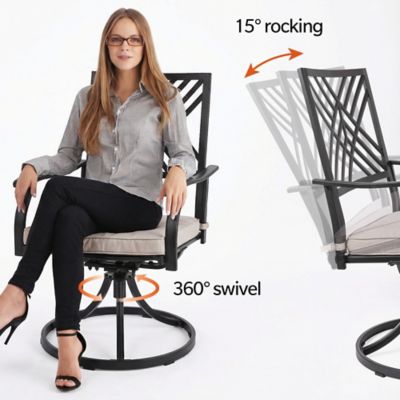 Image showing  Swivel Textilene Fabric Patio Dining Chairs Set of 2 with Cushions, Brown