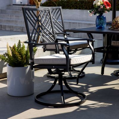 Image showing  Swivel Textilene Fabric Patio Dining Chairs Set of 2 with Cushions, Brown