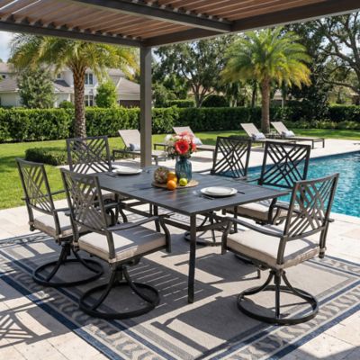 Image showing  7 pc. Patio Dining Set with Cushions Textilene Chairs and Table Set for Garden, Backyard, Poolside