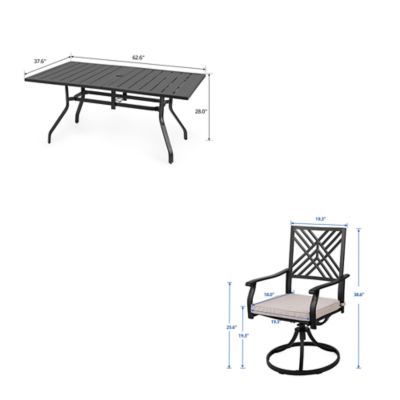 Image showing  7 pc. Patio Dining Set with Cushions Textilene Chairs and Table Set for Garden, Backyard, Poolside