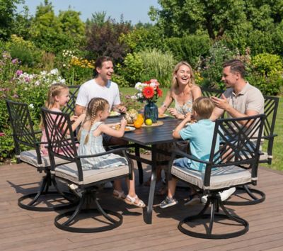 Image showing  7 pc. Patio Dining Set with Cushions Textilene Chairs and Table Set for Garden, Backyard, Poolside