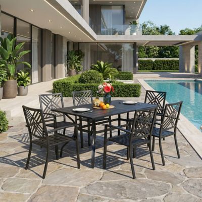 Sour Citrus 7 pc. Patio Dining Set, Stackable Chairs and Table Set for Garden, Backyard, Poolside