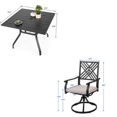 Image showing  7 pc. Patio Dining Set with Cushions and Umbrella Textilene Chairs and Table Set for Garden, Backyard