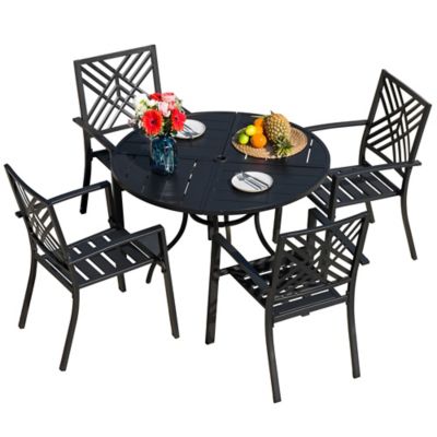 Sour Citrus 5 pc. Patio Dining Set, Stackable Chairs and Table Set for Garden, Backyard, Poolside
