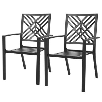 Sour Citrus Stackable Patio Chairs Iron Patio Dining Chairs Set of 2