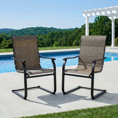 Image showing  Textilene Patio Chairs with C-spring Design Patio Dining Chairs Set of 2