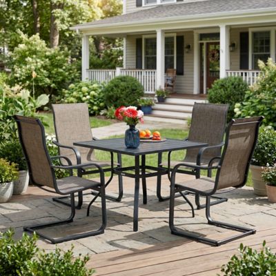 Image showing  Textilene Patio Chairs with C-spring Design Patio Dining Chairs Set of 2
