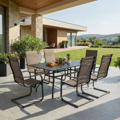 Image showing  Textilene Patio Chairs with C-spring Design Patio Dining Chairs Set of 2