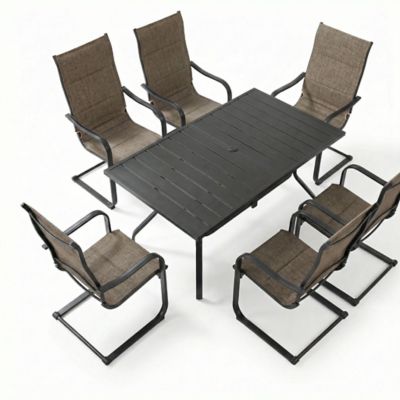 Image showing  7 pc. Patio Dining Set, Textilene Patio Sling Chairs and Table Set for Garden, Backyard, Poolside