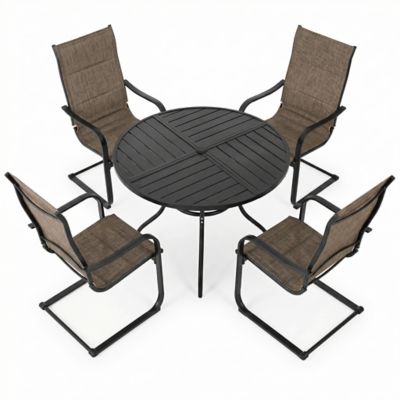 Image showing  5 pc. Patio Dining Set, Textilene Patio Sling Chairs and Table Set for Garden, Backyard, Poolside