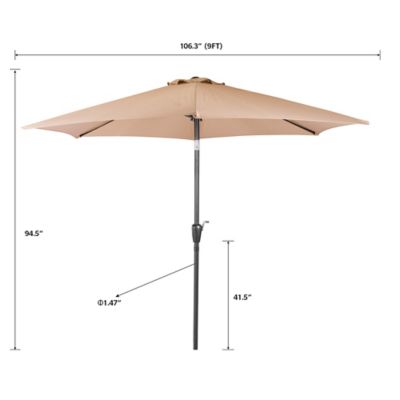 Image showing  7 pc. Patio Dining Set with Umbrella, Textilene Patio Sling Chairs and Square Table Set for Garden