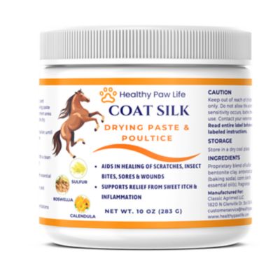 Healthy Paw Life Coat Silk Drying Paste & Poultice for Horses - Natural Relief for Wounds, Scratches, Sores & Sweet Itch