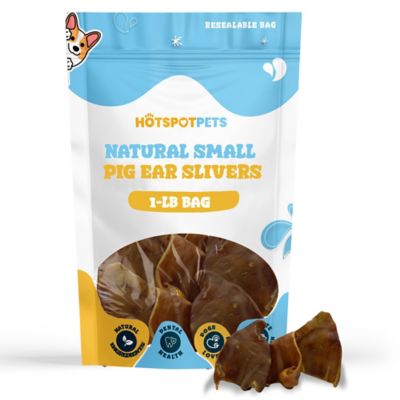 Hotspot Pets Natural Small Pig Ears Slivers Dog Chew Treats, 1 lb. bag