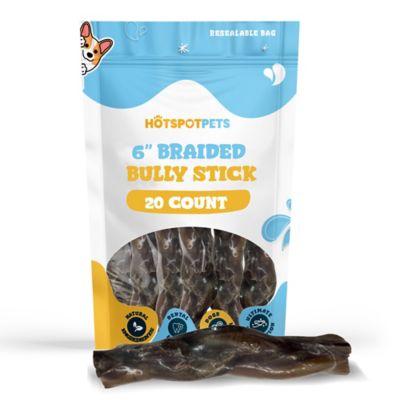 Hotspot Pets 6 in. Premium Individually Wrapped Braided Bully Sticks Dog Treats, 20 ct.