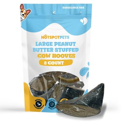 Hotspot Pets Cow Hooves Stuffed with Peanut Butter Dog Chew Treat, 8 ct.