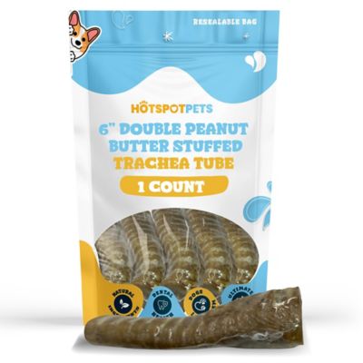 Hotspot Pets 6 in. Double Stuffed Trachea Tube with Peanut Butter Dog Chew Treat, 1 ct.