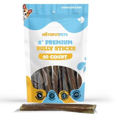 Hotspot Pets 6 in. Premium Individually Wrapped Bully Sticks Dog Treats, 50 ct.