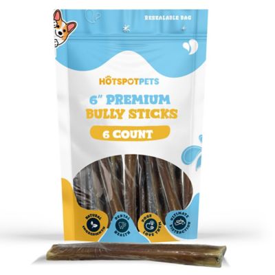 Hotspot Pets 6 in. Premium Individually Wrapped Bully Sticks Dog Treats, 6 ct.