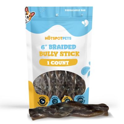 Hotspot Pets 6 in. Premium Individually Wrapped Braided Bully Sticks Dog Treats, 1 ct.