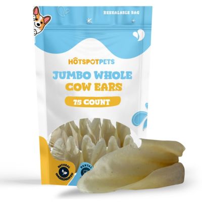 Hotspot Pets Jumbo Whole Natural Brazilian Cow Ears Dog Treats, 75 ct.