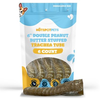 Hotspot Pets 6 in. Double Stuffed Trachea Tube with Peanut Butter Dog Chew Treat, 6 ct.