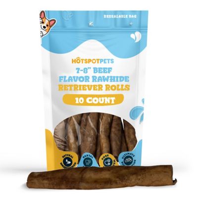 Hotspot Pets 7 to 8 in. Beef Flavor Rawhide Retriever Rolls Dog Chew Treats, 10 ct.