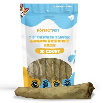 Hotspot Pets 7 to 8 in. Chicken Flavor Rawhide Retriever Rolls Dog Chew Treats, 20 ct.