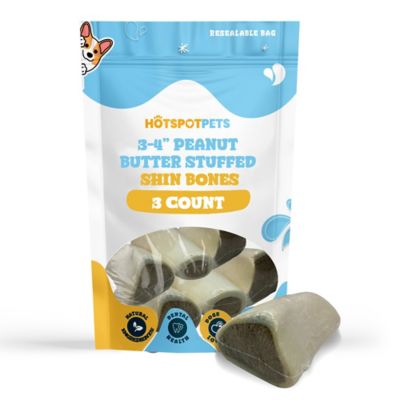 Hotspot Pets 3-4 in. Shin Bone Stuffed with Peanut Butter Dog Chew Treat, 3 ct.
