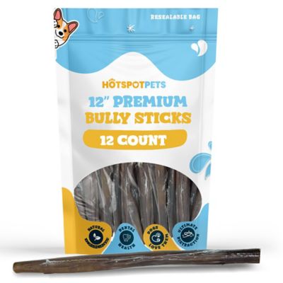 Hotspot Pets 12 in. Premium Individually Wrapped Bully Sticks Dog Treats, 12 ct.