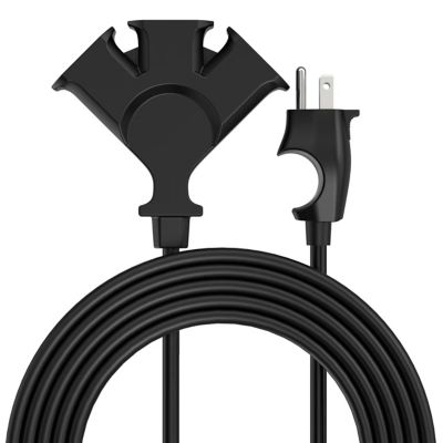 Uncaged Ergonomics 3-Outlet Indoor Extension Cord with Comfort Grip Hub, 8 ft., 16 AWG, ETL Listed, Black