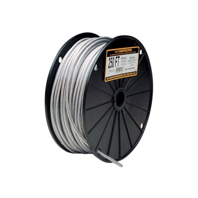 Image showing  3/32 in. Core, 3/16 in. OD Clear Vinyl-Coated 7x7 Galvanized Steel Aircraft Cable - 250 ft. Spool