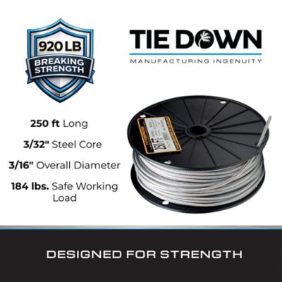 Image showing  3/32 in. Core, 3/16 in. OD Clear Vinyl-Coated 7x7 Galvanized Steel Aircraft Cable - 250 ft. Spool