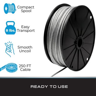 Image showing  3/32 in. Core, 3/16 in. OD Clear Vinyl-Coated 7x7 Galvanized Steel Aircraft Cable - 250 ft. Spool