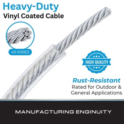 Image showing  3/32 in. Core, 3/16 in. OD Clear Vinyl-Coated 7x7 Galvanized Steel Aircraft Cable - 250 ft. Spool
