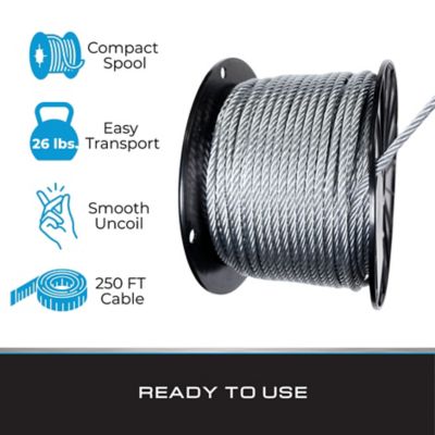 Image showing  1/4 in. 7x19 Galvanized Steel Aircraft Cable, 250 ft. Spool