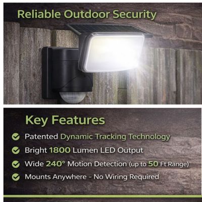 Image showing  Dynamic Tracking Solar Motion Security Light, 1800 Lm Outdoor LED, White
