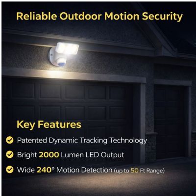 Image showing  Dynamic Tracking Wired Motion Security Light, 2000 Lm Outdoor LED, White