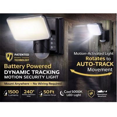 Image showing 3 th IQ America Dynamic Tracking Battery Powered Motion Security Light 1500 Lumens Outdoor LED, Black