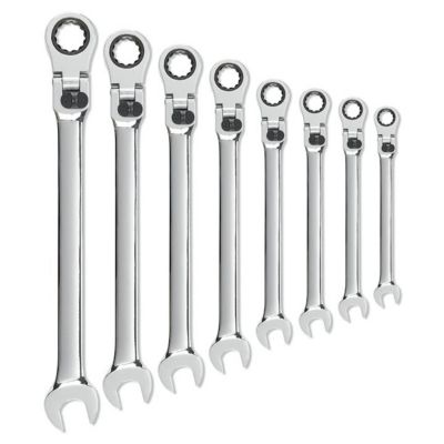 GEARWRENCH 8 pc. 72T 12 Point XL Locking Flex Head Ratcheting Combination SAE Wrench Set