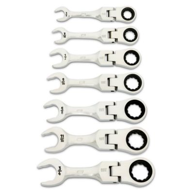 GEARWRENCH 10 pc. 90T 12 Point Metric Stubby Flex Ratcheting Combination Wrench Set
