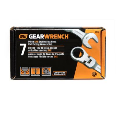 Image showing 4 th GEARWRENCH 7 pc. 72T 12 Point Stubby Flex Head Ratcheting Combination SAE Wrench Set