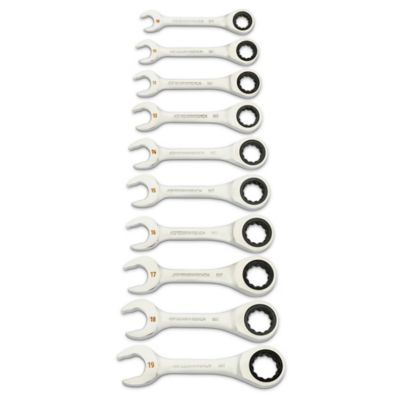 GEARWRENCH 10 pc. 90T 12 Point Metric Stubby Ratcheting Combination Wrench Set