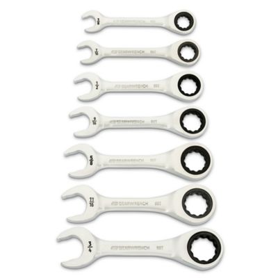GEARWRENCH 7 pc. 90T 12 Point SAE Stubby Ratcheting Combination Wrench Set