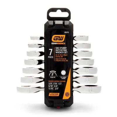 Image showing  7 pc. 72T 12 pt. Stubby Ratcheting Combination SAE Wrench Set