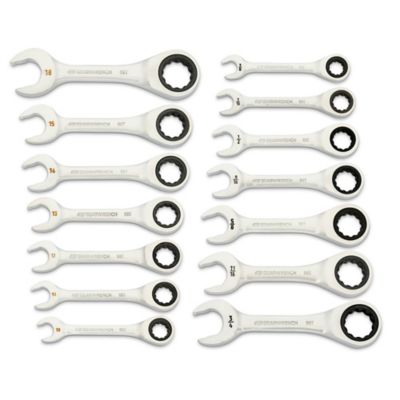 GEARWRENCH 14 pc. 90T 12 Point SAE/Metric Stubby Ratcheting Combination Wrench Set