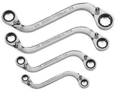GEARWRENCH 4 pc. 72T 12 pt. Reversible S-Shape Double Box Ratcheting SAE Wrench Set