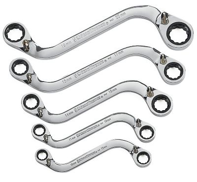 GEARWRENCH 5 pc. 72T 12 pt. Reversible S-Shape Double Box Ratcheting Metric Wrench Set