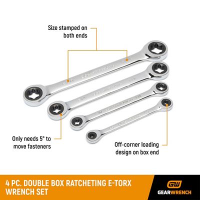 Image showing  4 pc. Double Box Ratcheting E-Torx Wrench Set